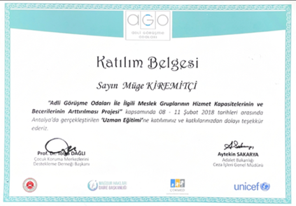 AGO Adli Görüşme Odaları Katılım Belgesi